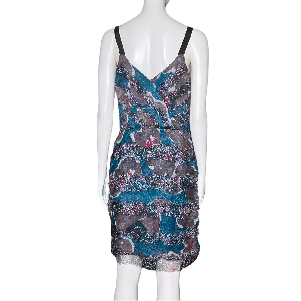 Vintage Y2K 100% Silk Teal Fairy Grunge Raw Edge Mini Dress Small Funky Colorful - Picture 5 of 9